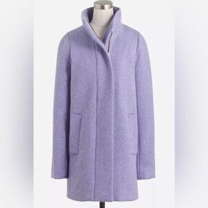J. CREW heather hyacinth lilac city cocoon coat wool blend zip size 0